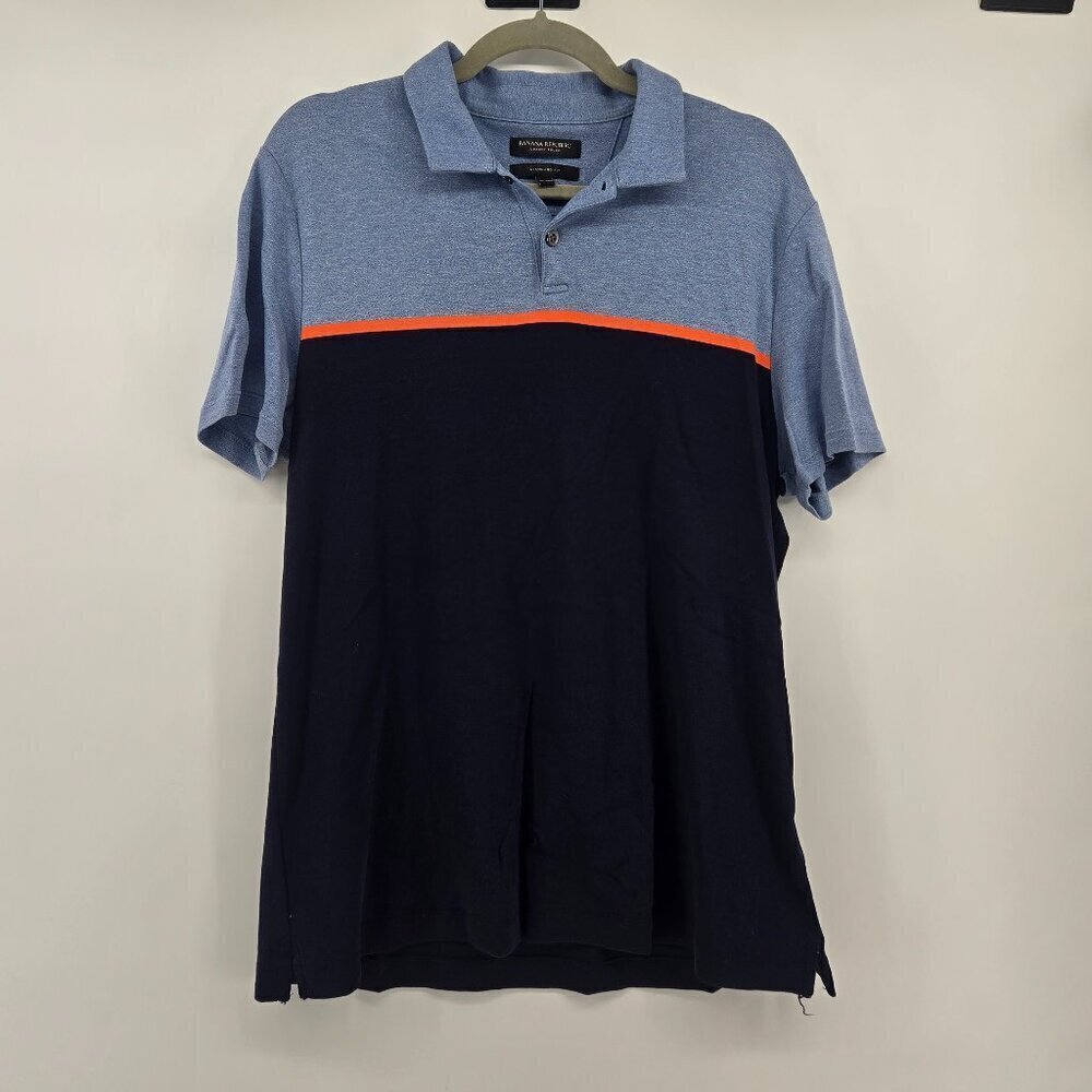 Banana Republic Men's Cotton Polo - L Navy/Light Blue